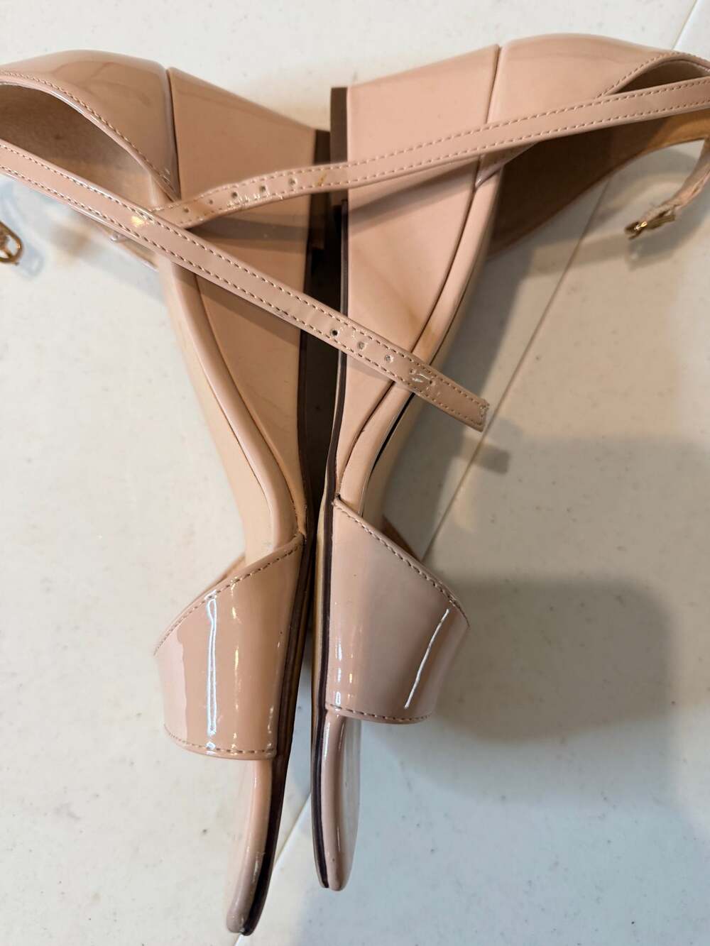 Unisa, vegan, nude colored wedge heels,8.5 811
